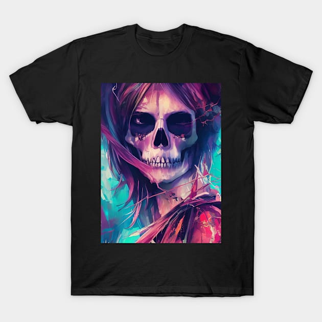 Death's Finest: Embrace the Allure of Skulls in Alternative Fashion T-Shirt by ShyPixels Arts